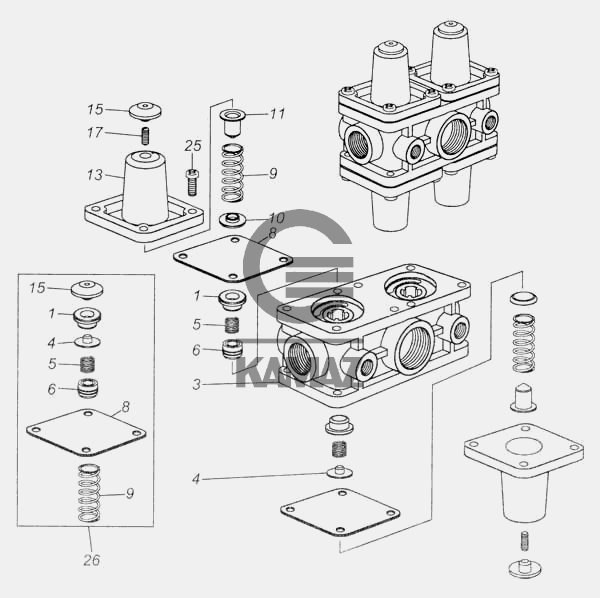 Камаз клапан защитный четырехконтурный