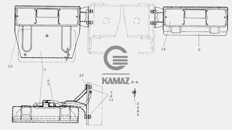 Крепление задних фонарей камаз