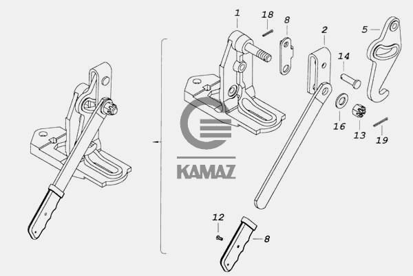 Запор кабины камаз
