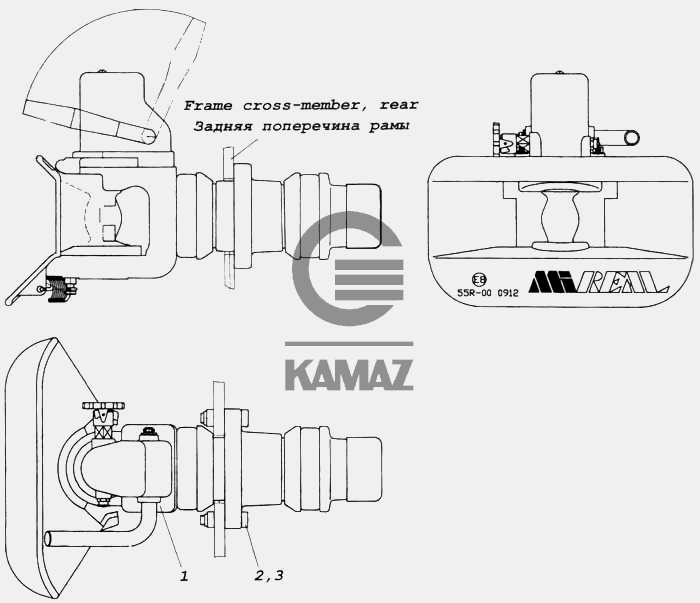 Установка тягово-сцепного устройства для автомобиля КАМАЗ 5360, 3 дет.