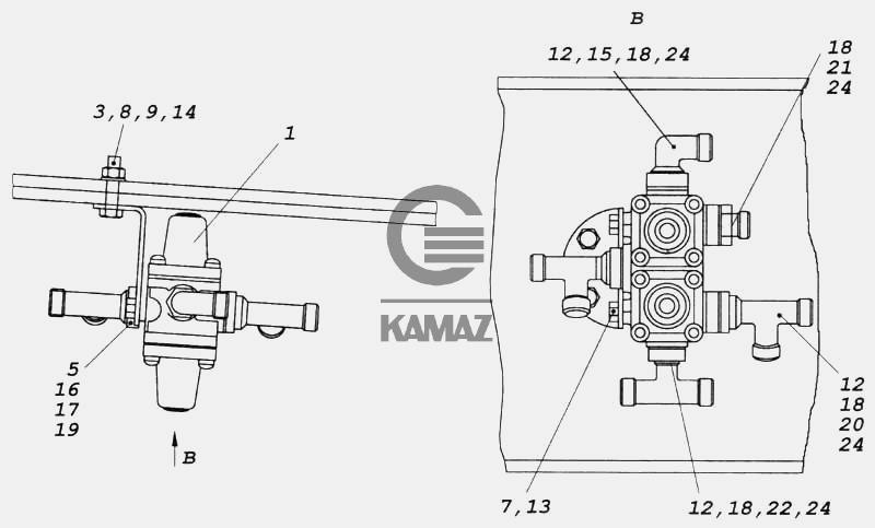 Камаз четырехконтурный защитный клапан схема