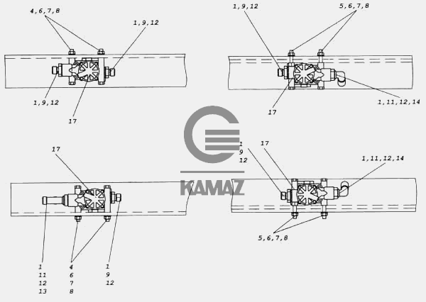 Установка модуляторов АБС для автомобиля КАМАЗ 5460, 12 дет.
