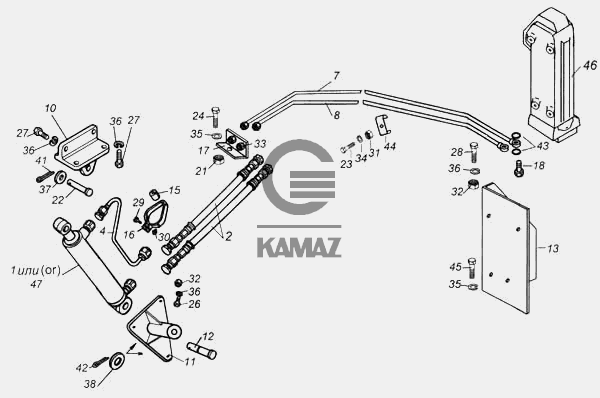 Механизм опрокидывания кабины камаз