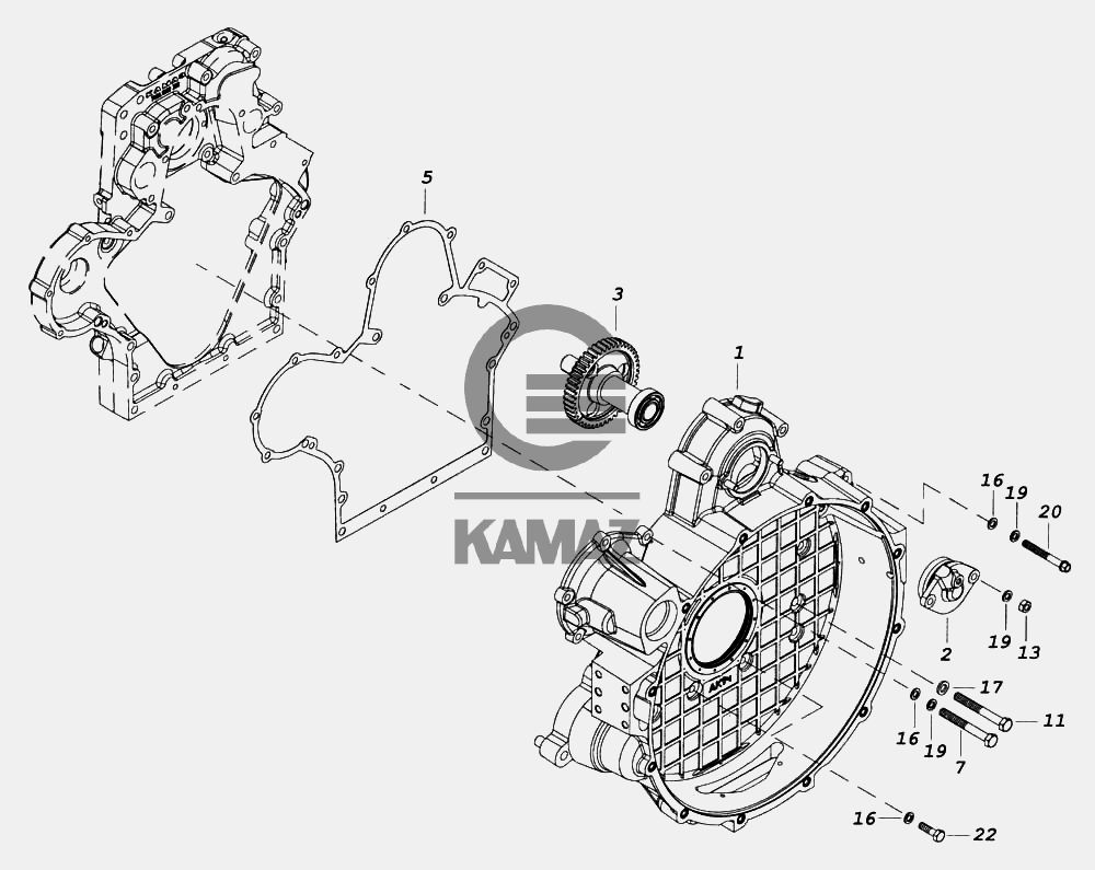 Как снять подшипник маховика на камазе 65115 Установка картера маховика для автомобиля КАМАЗ 5460 (каталог 2005 г.), 12 дет.