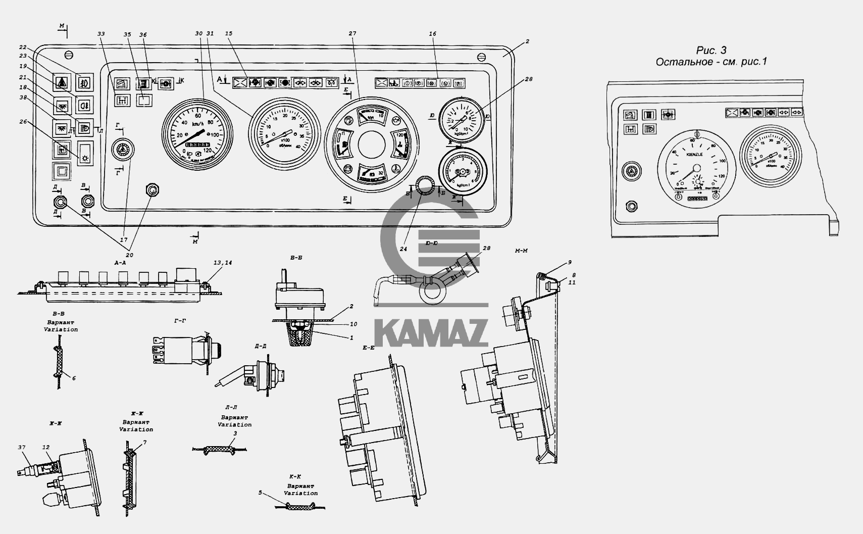 Распиновка приборов камаз