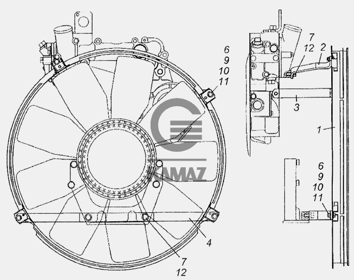 Установка обечайки вентилятора для автомобиля КАМАЗ 6460, 10 дет.