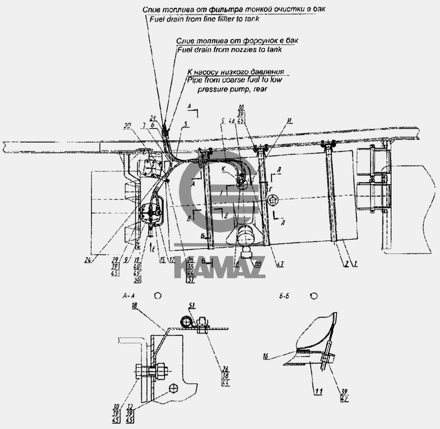 Установка топливных баков, ФГОТ и топливопроводов для автомобиля КАМАЗ ...