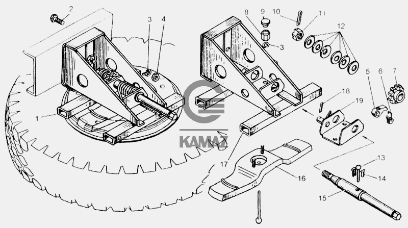 Держатель запасного колеса камаз