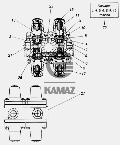 Камаз клапан защитный четырехконтурный