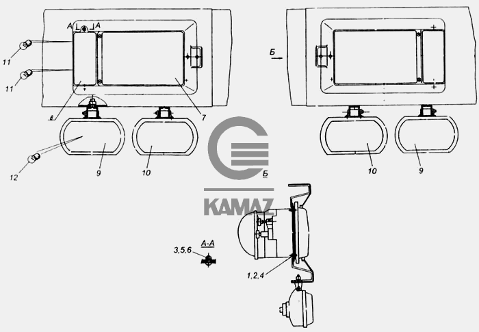 Камаз фары подключение Фары и фонари передние для автомобиля КАМАЗ 65115, 12 дет.