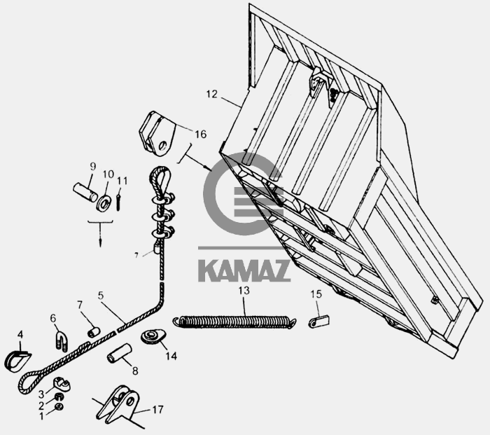 Опора опрокидывания платформы камаз