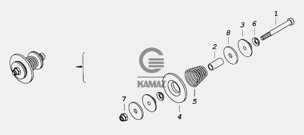 КЛАПАН ПНЕВМОГИДРАВЛИЧЕСКОГО УСИЛИТЕЛЯ 5320-1609578 КАМАЗ 43505 артикул на схеме