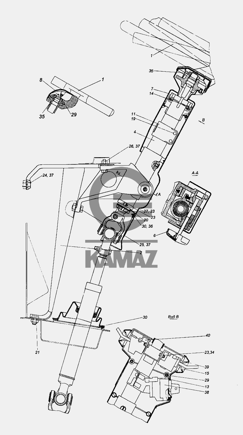 Сборка рулевой колонки камаз