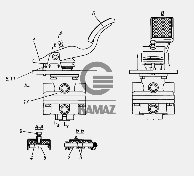 Главный тормозной кран камаз схема