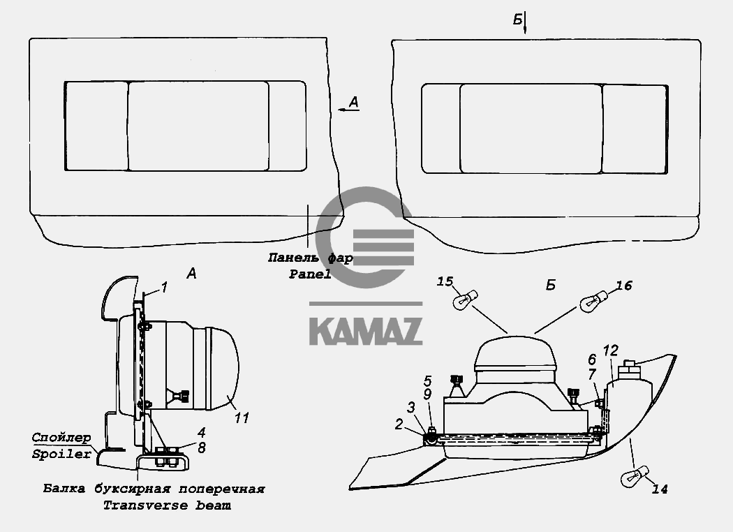 Схема фар камаз