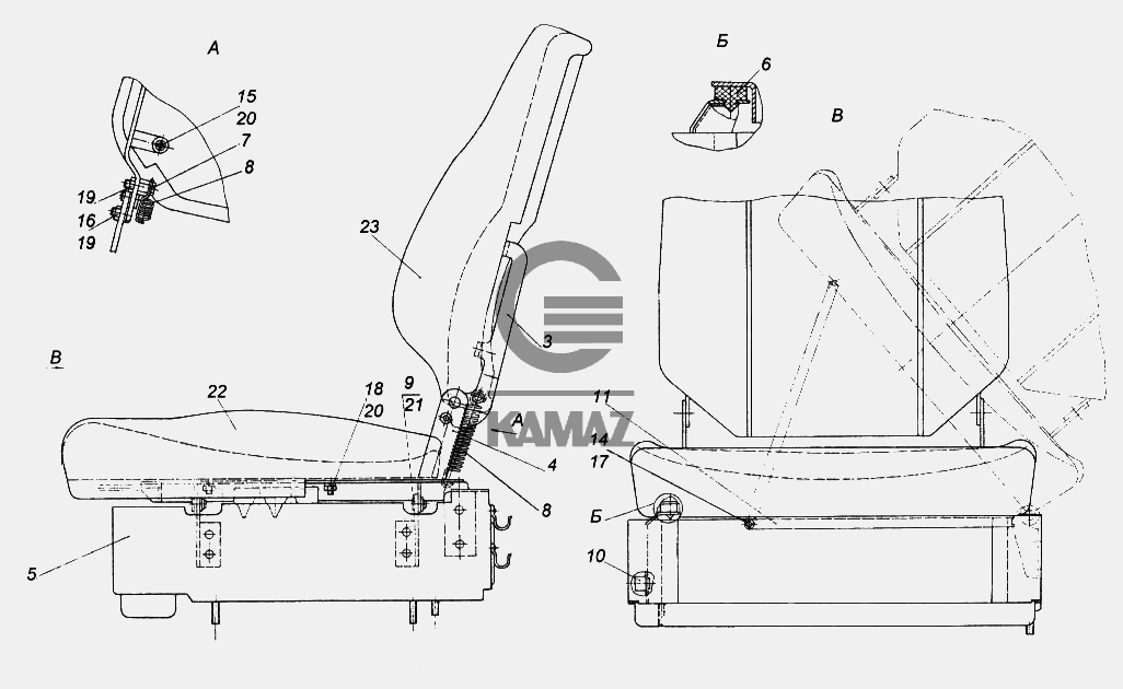 Сидение пассажирское камаз