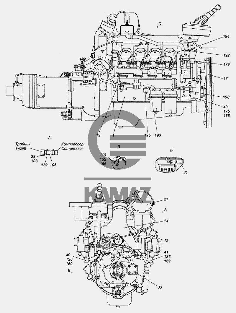 6522-1000250-10 Агрегат силовой 740.51-320, укомплектованный для установки  на автомобиль для автомобиля КАМАЗ 6520 (Euro-2, 3), 28 дет.