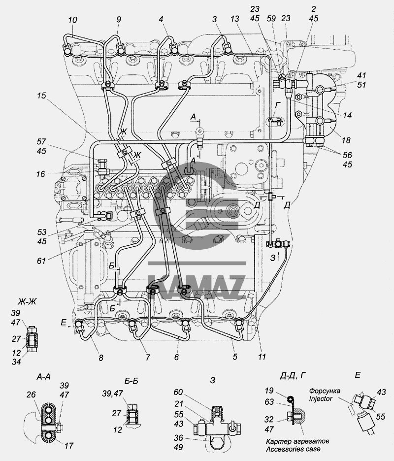Подключение топливного насоса камаз 740.50-1104000-90 Установка топливопроводов для автомобиля КАМАЗ 6520 (Euro-2, 3