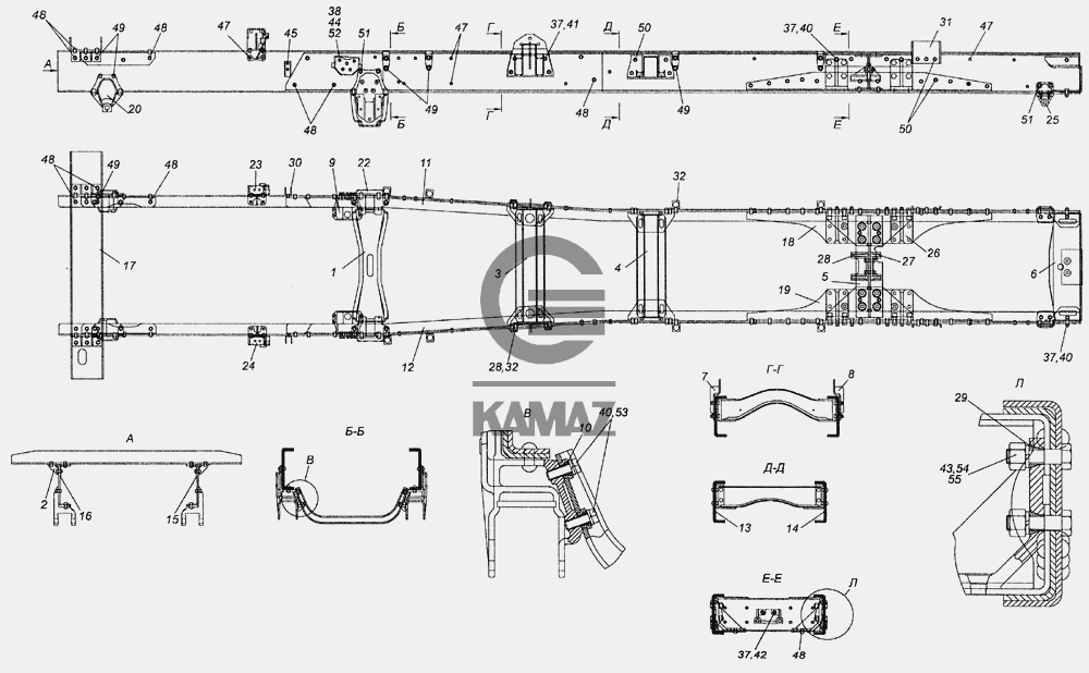 Камаз 5350 рама чертеж