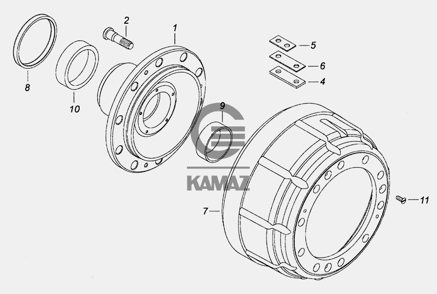 Как снять передний барабан на камазе 6520-3103010 Ступица с тормозным барабаном для автомобиля КАМАЗ 6520 (Euro-2, 3)