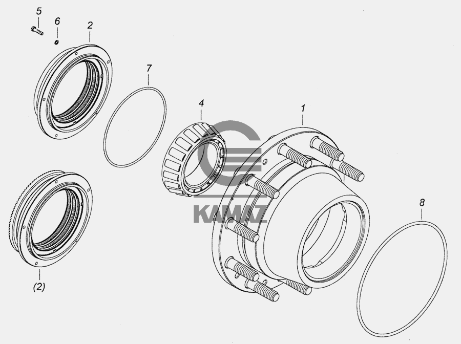 Ступица задняя камаз схема