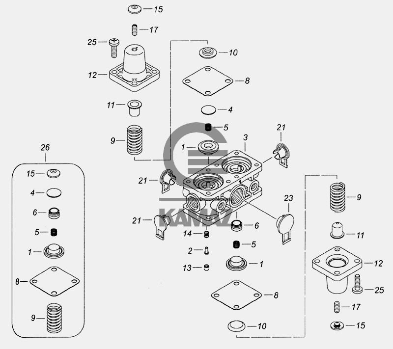 Камаз четырехконтурный защитный клапан схема