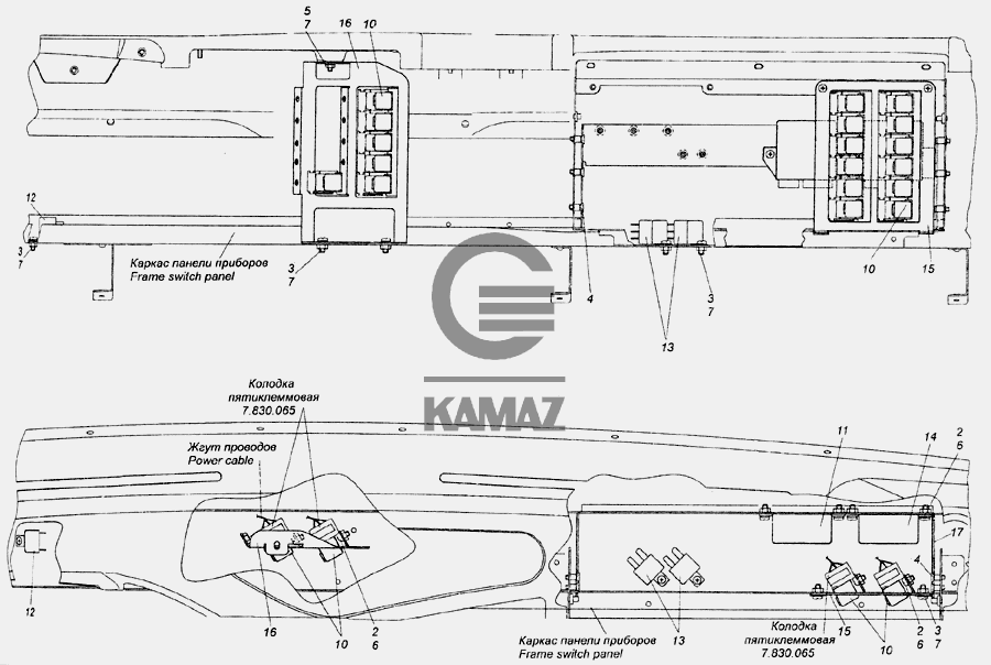 Где находится реле стеклоочистителя камаз 4308-3747001-50 Установка реле для автомобиля КАМАЗ 6520 (Euro-2, 3), 15 дет.