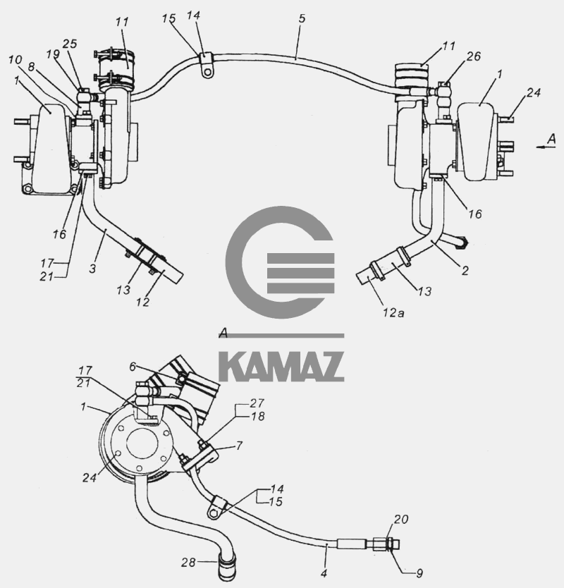 Установка турбокомпрессора камаз