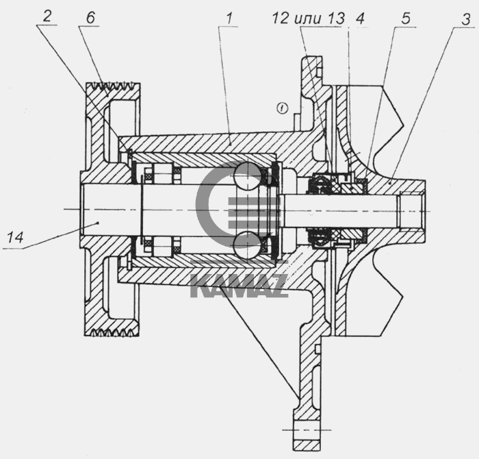 Схема сборки помпы камаз 740