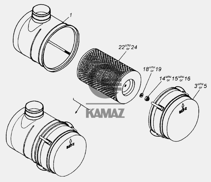 Воздушный фильтр камаз где находится