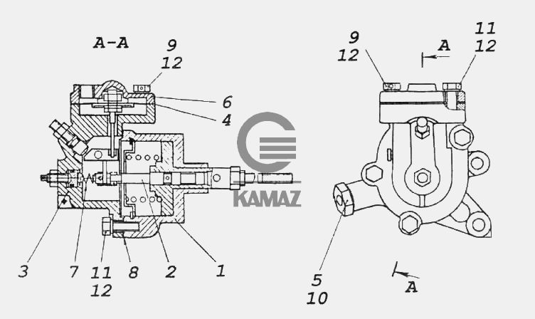 Корректор подачи топлива по наддуву для автомобиля КАМАЗ 6522, 12 дет.