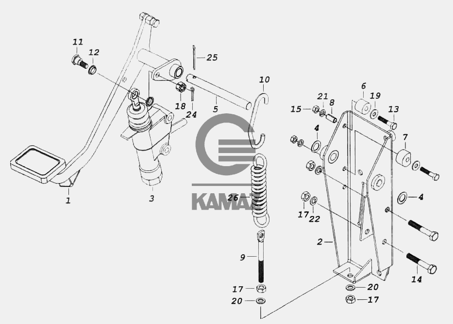 Как поменять главный цилиндр на камазе Педаль сцепления с кронштейном и главным цилиндром для автомобиля КАМАЗ 6522, 24