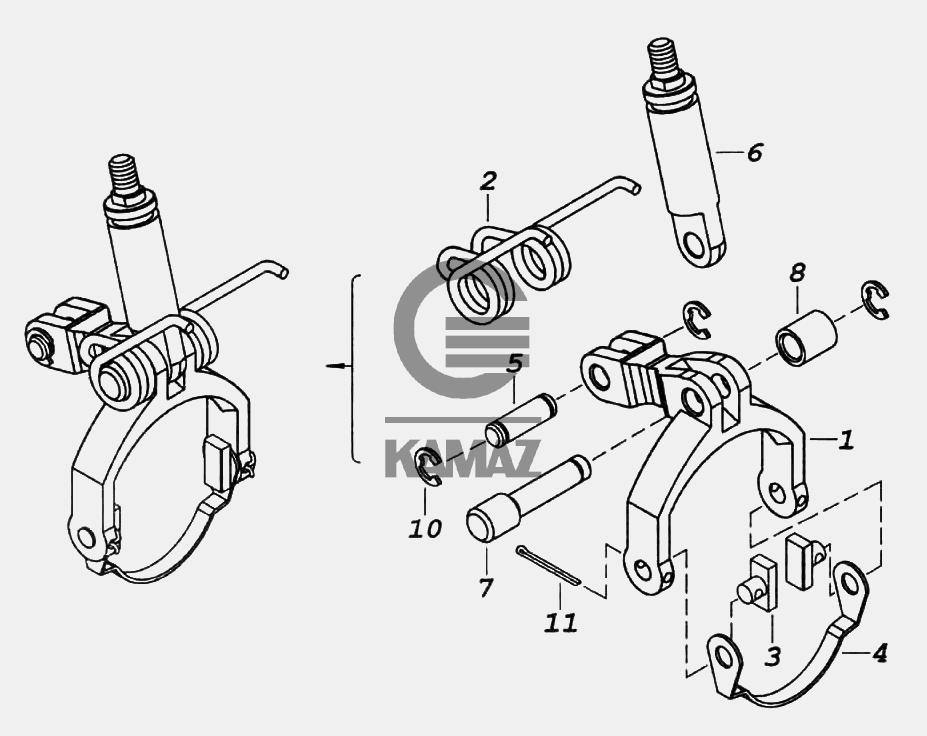 Вилка блокировки в сборе для автомобиля КАМАЗ 6522, 10 дет.