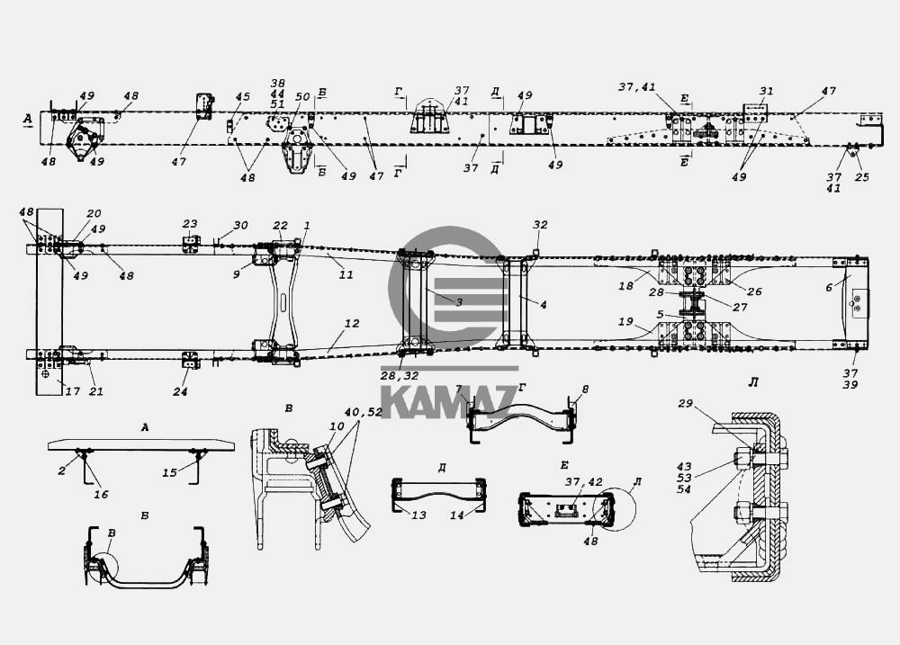 Рама для автомобиля КАМАЗ 6522, 36 дет.