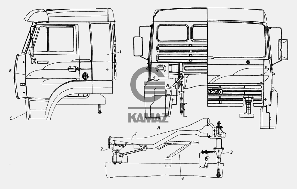 Камаз 43118 как снять радиатор Установка кабины с оперением для автомобиля КАМАЗ 6522, 6 дет.