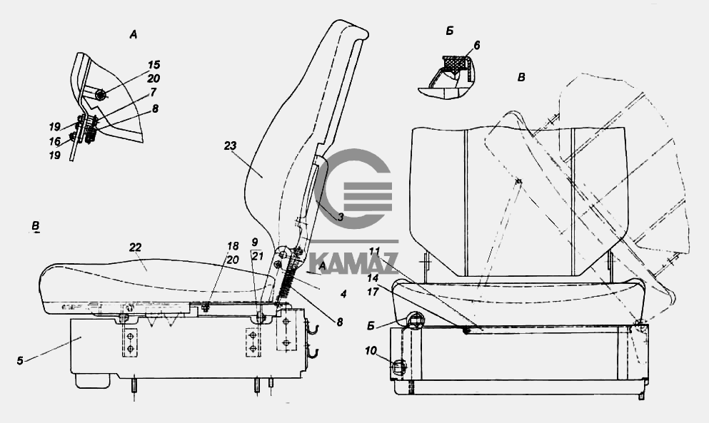 Сиденье камаз водительское старого образца устройство