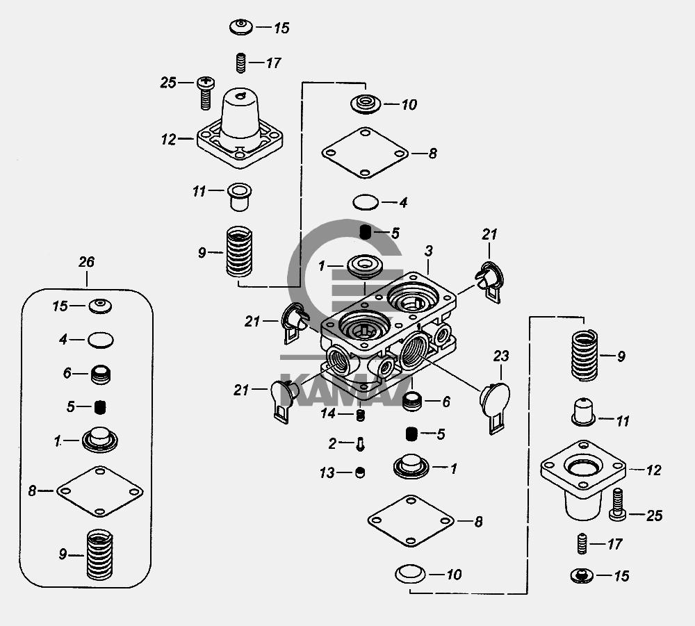 Камаз четырехконтурный защитный клапан схема