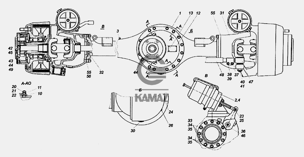 Камаз передний мост схема