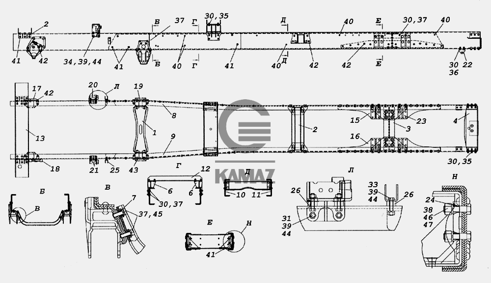 Рама для автомобиля КАМАЗ 6522, 49 дет.