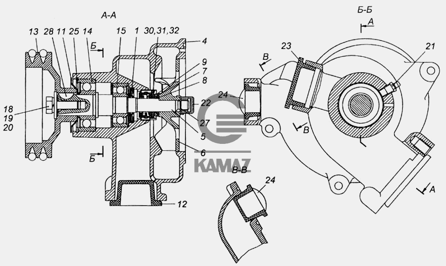 Схема помпы камаз