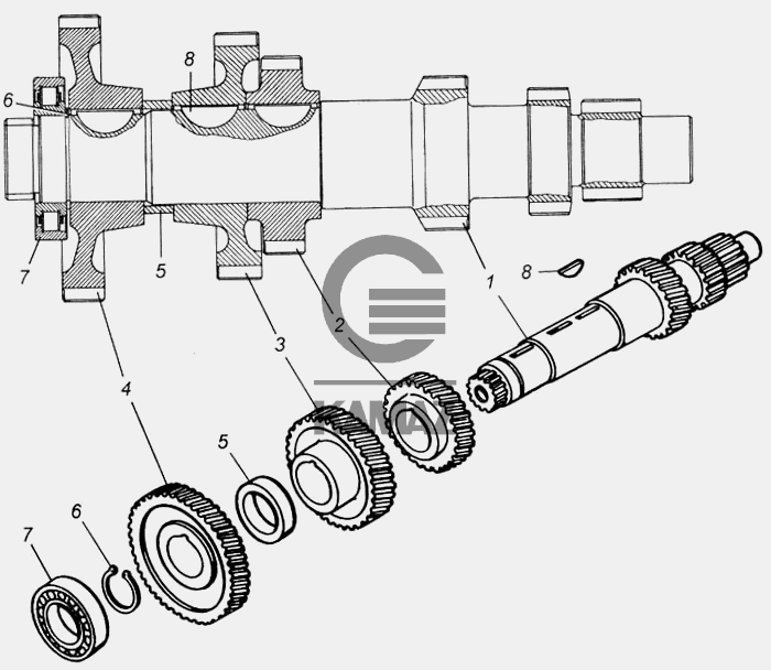 Вал первичный кпп 154 в сборе камаз схема