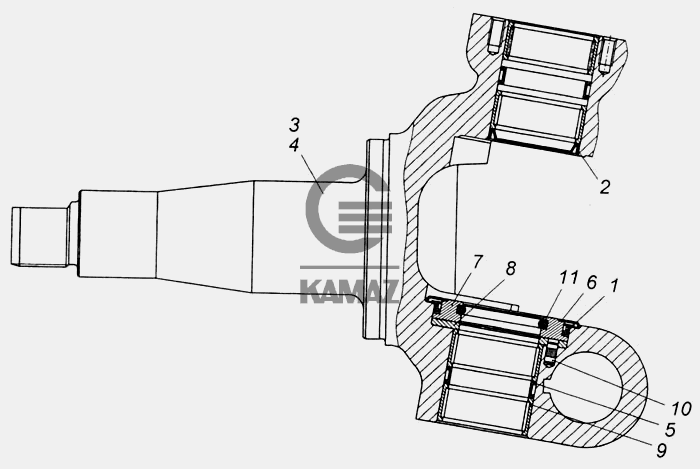 6520-3000615 Ось передняя в сборе для автомобиля КАМАЗ 6520 (Euro-2, 3), 32 дет.