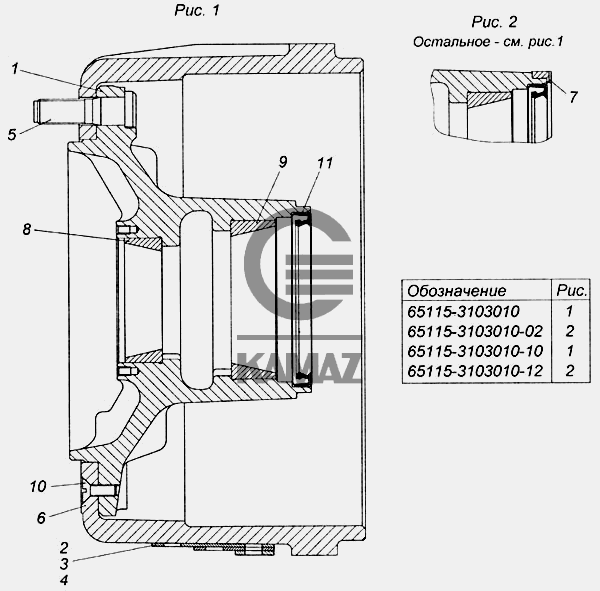 Камаз 65115 ступица схема