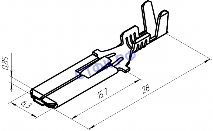 Контакт штыревой серии 6,3 (с каркасом Ф56.122.003)